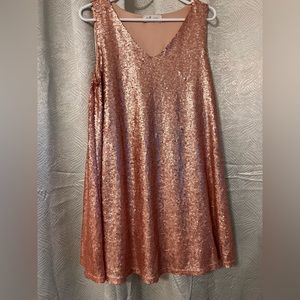 Light rose pink sequins mini shift dress